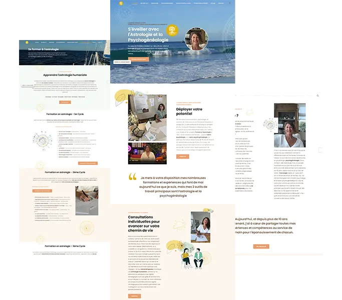 Design épuré et navigation intuitive pour le site web sur l'astrologie transgénérationnelle en Bretagne