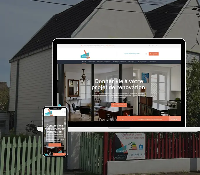 Création du site Internet vitrine de Lisandre, entreprise TCE en rénovation immobilière
