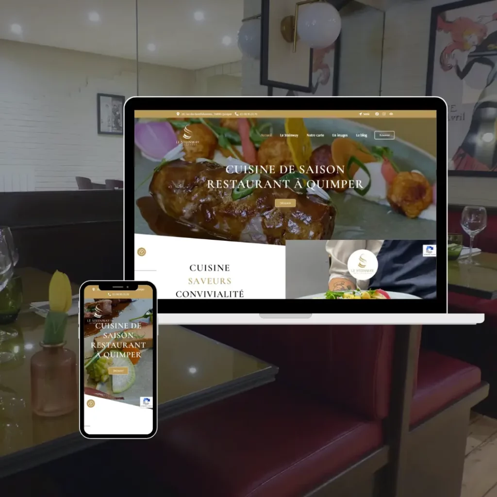 Création du site web vitrine sous WordPress avec Elementor du restaurant Le Steinway à Quimper.